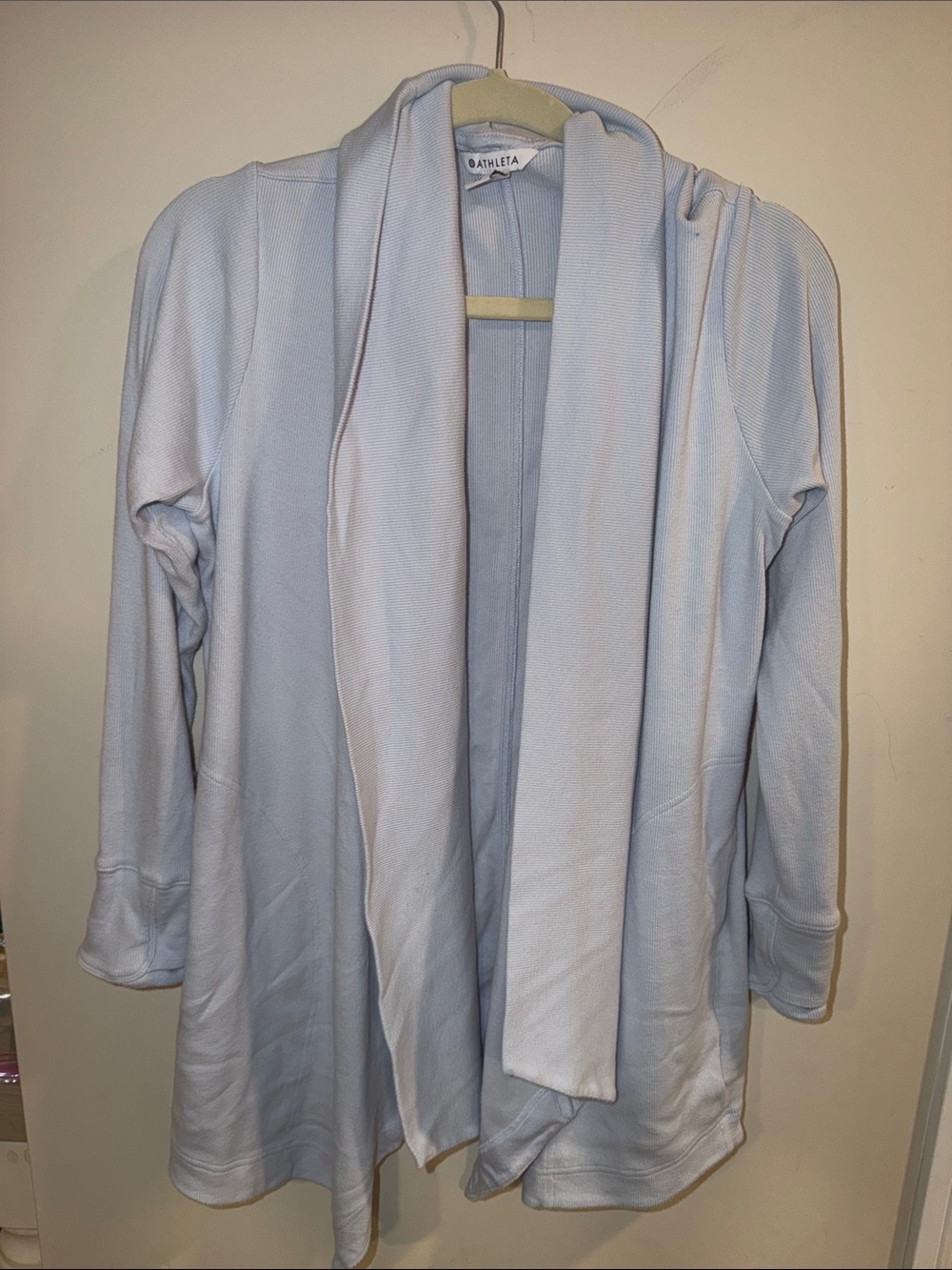 Athleta Light Blue Open Front Draped Cardigan